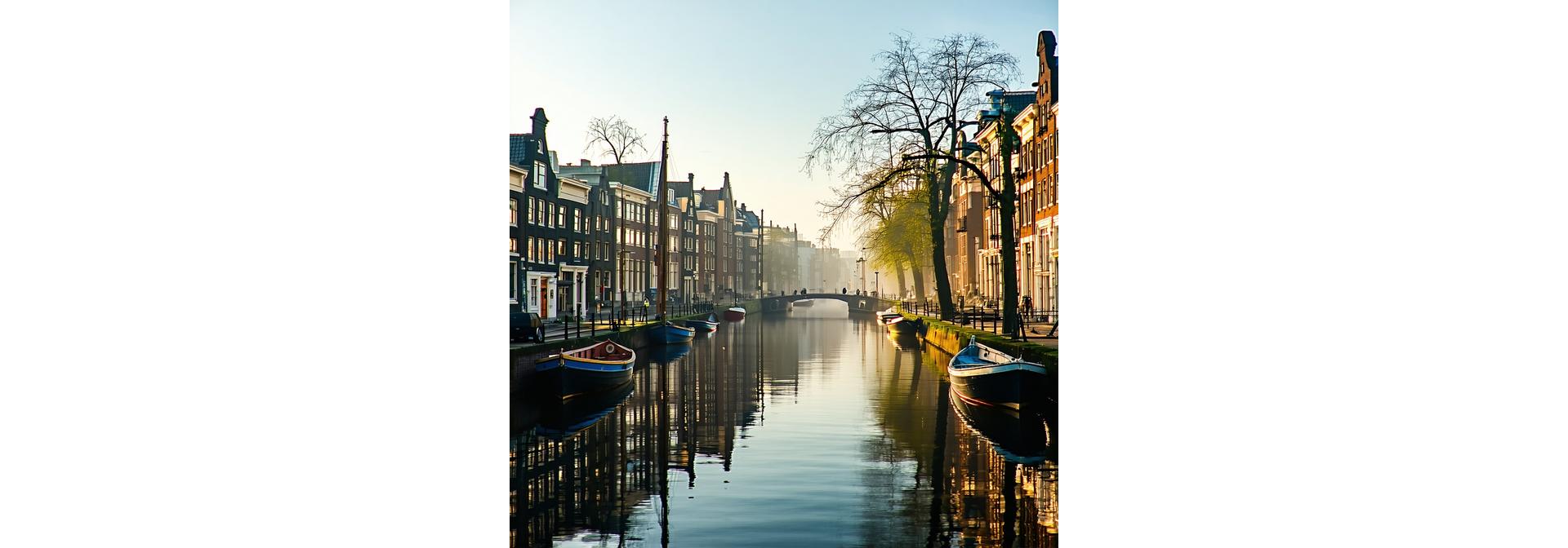Amsterdamse gracht bij ochtendlicht