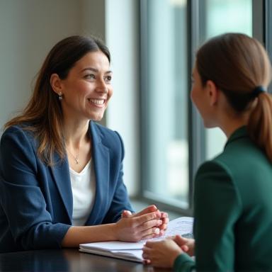 Financieel coach helpt klant tijdens een sessie